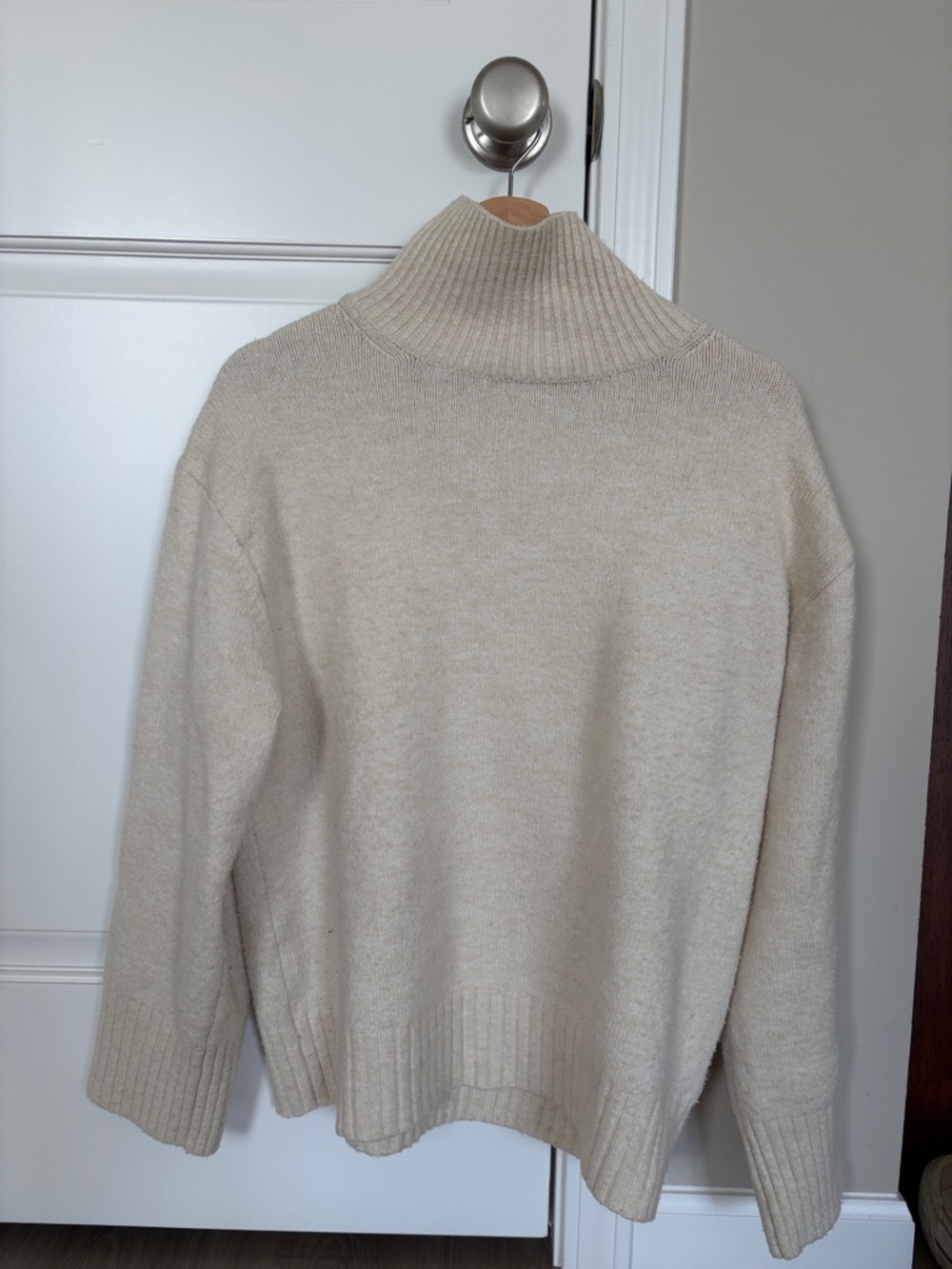 Turtleneck Knit Sweater in Cream